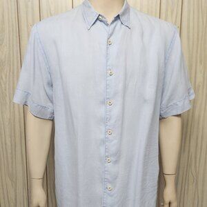 Tommy Bahama shirt L men's light blue linen short sleeve